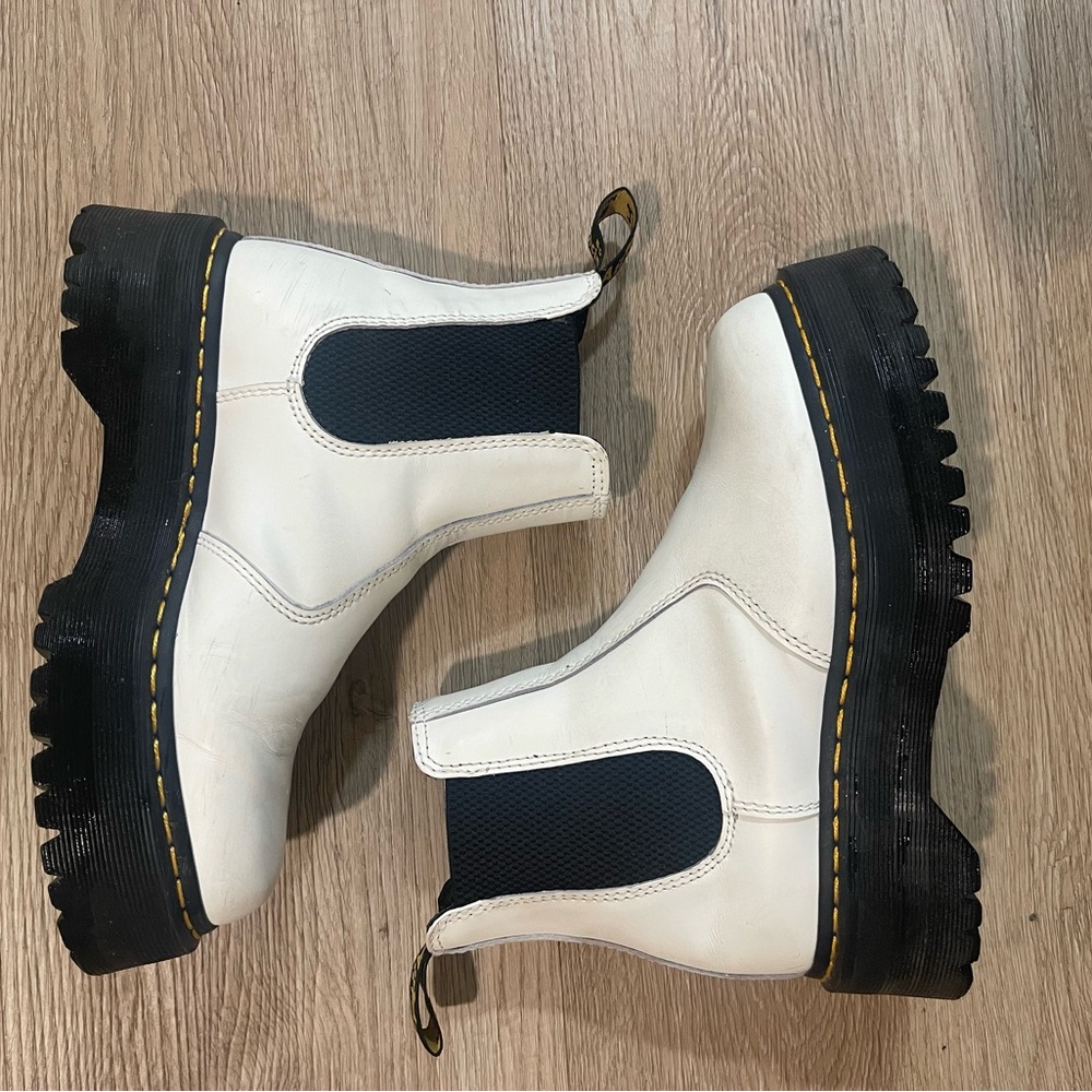 Dr. Martens White and Black Chelsea Boots